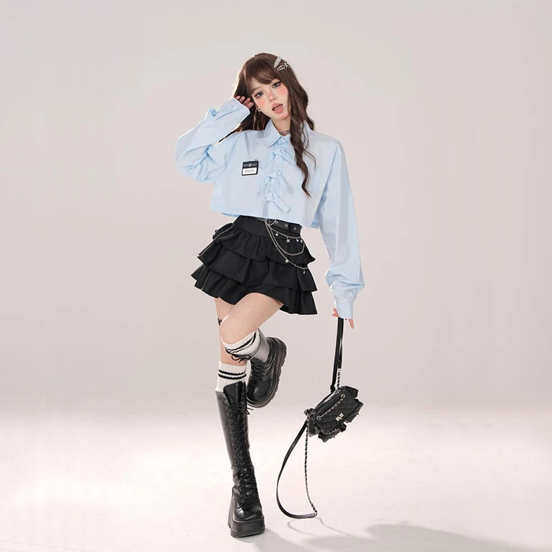 Black Skirts Kawaii Punk Gothic Black High Waist Women Sexy Pleated Mini Skirt y2k Female Streetwear Autumn Winter Short Skirt