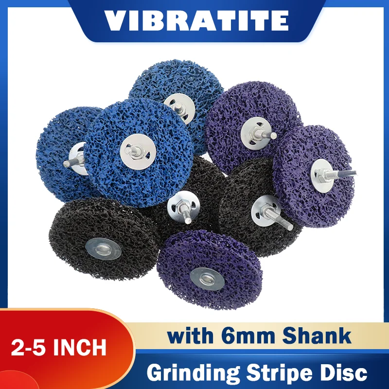  2/3/4/5Inch 50-125MM Coral Grinding Stripe Disc with 6mm Shank Poly Strip Wheel Disc for Metal Rust Removal Deburring