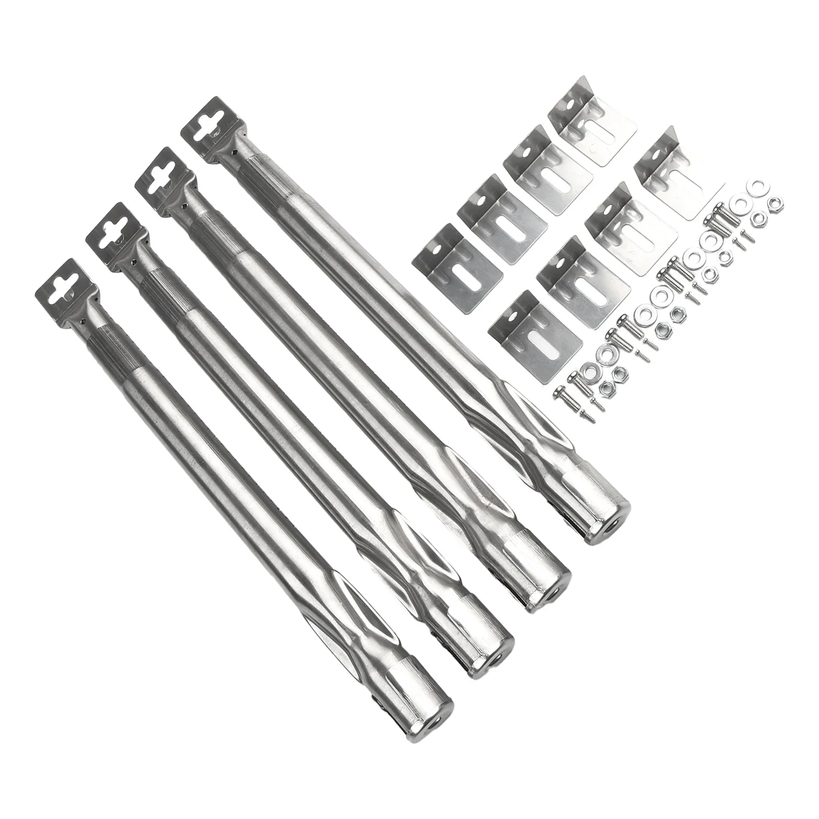 Stainless Steel Burner Set for Gas Grill 4 Pcs Adjustable Length 35 42cm 11mm Hole Size Sturdy Construction Easy to Replace