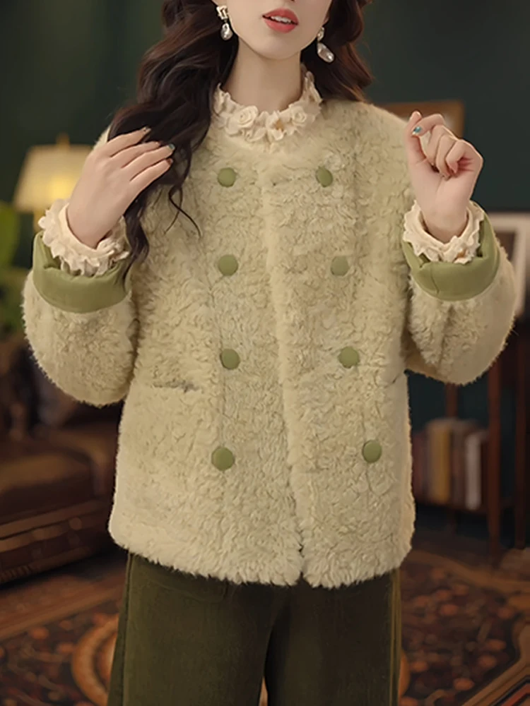 Giacca in Pelliccia d'Agnello da Donna, Cappotto Invernale Imbottito con Fodera in Pile, Caldo e Semplice, Versione con Collo Alto, Maniche Lunghe e Zip