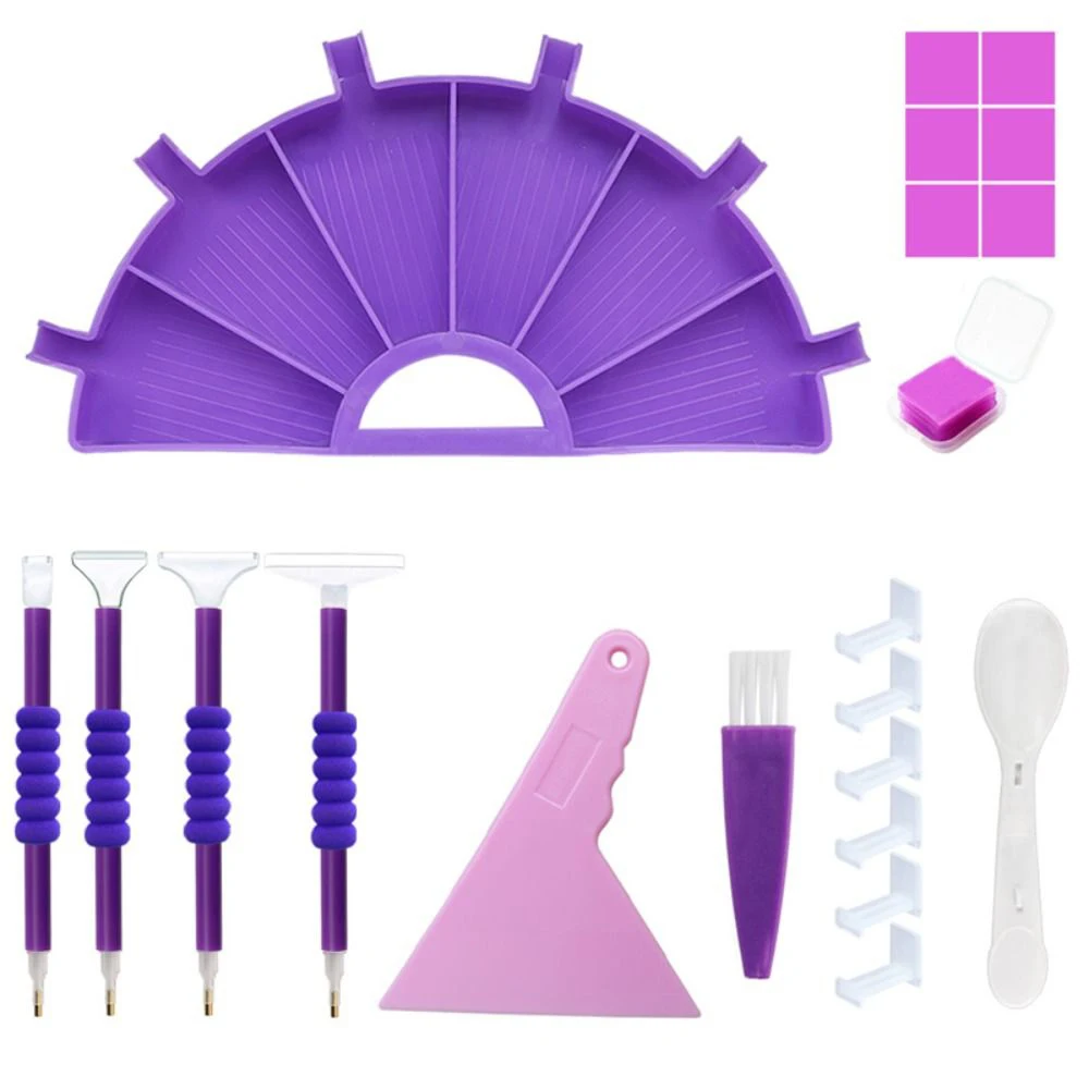 Large Capacit 6 Grid Palette Diamond Painting Accessories 21PCS Kits Drill Plate Beading Plates Diamond Painting Pens Clay