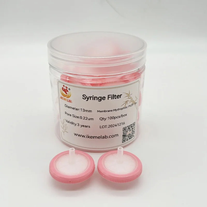 IKEME 100Pcs Disposable Syringe Filter Hydrophobic PVDF 13mm 25mm 33mm For Lab Use Syringe Filter PVDF 0.22um 0.45um