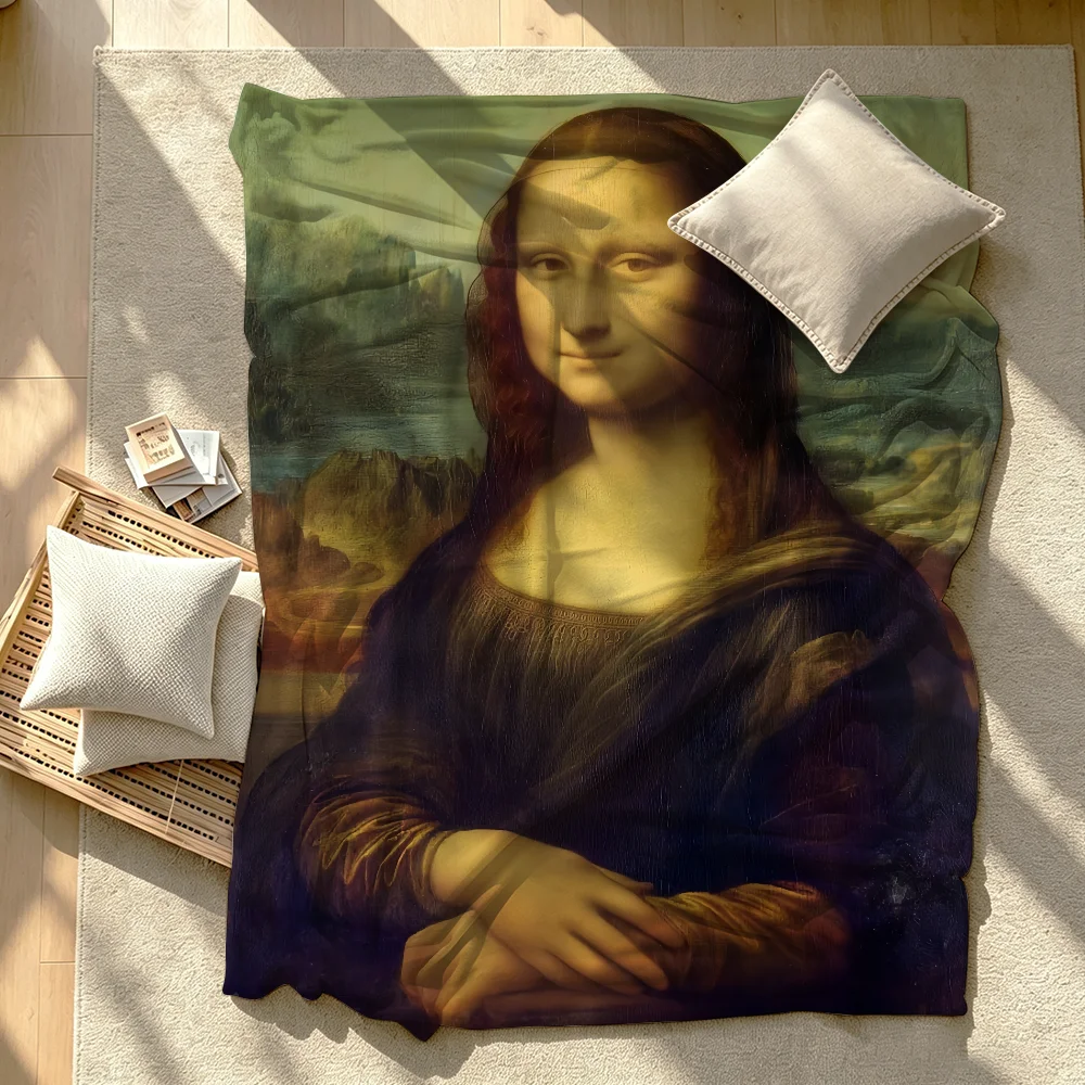 Da V-Vinci M-Mona L-Lisa Blanket Soft Warm And Thick Perfect For Bedroom Living Room Bed Sofa Camping Picnic Office Gift