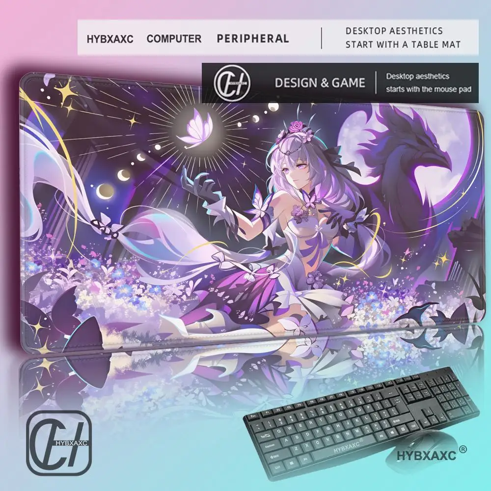 

HYBXAXC Cute Anime Girl And Kawaii Cat Rubber Mouse Pad Large Mousepad HD Print Non-Slip Table Mat Anime Mouse Mat