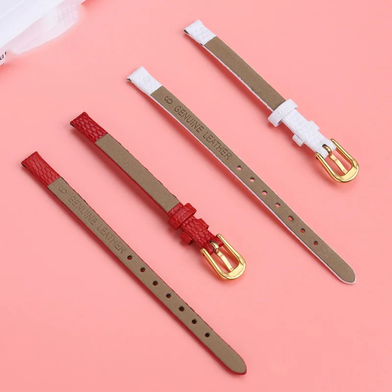 6mm 8mm 10mm 12mm Bracelet for Rosemont Vintage Birthstone Small Gold Watch with Genuine Leather Watchband for Girls Small strap