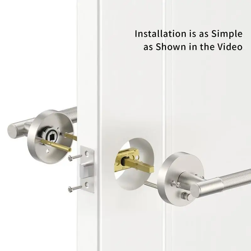American Simple Black Bathroom Door Lock Rustproof Knurled Privacy Inner Handle for Wood Doors