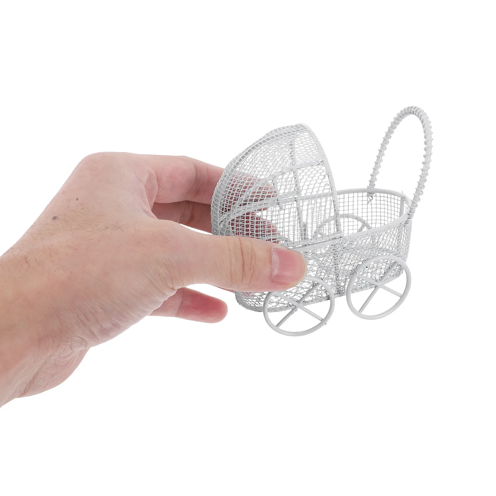 

4Pcs Miniature Baby Stroller High Simulation Iron Baby Carriage Pretend Play Dollhouse Decoration Kids Play Accessory