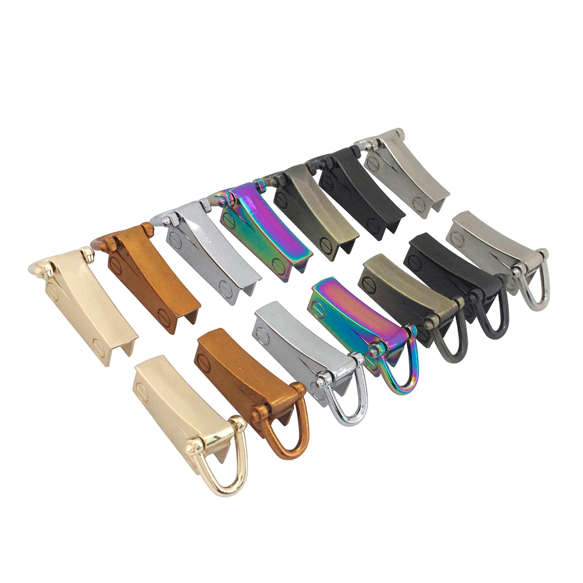 1 pair Metal Bag Side Anchor Gusset Hanger Clamps Bag Side Edge Anchor Link Hardware with D Rings for Bag Purse Strap