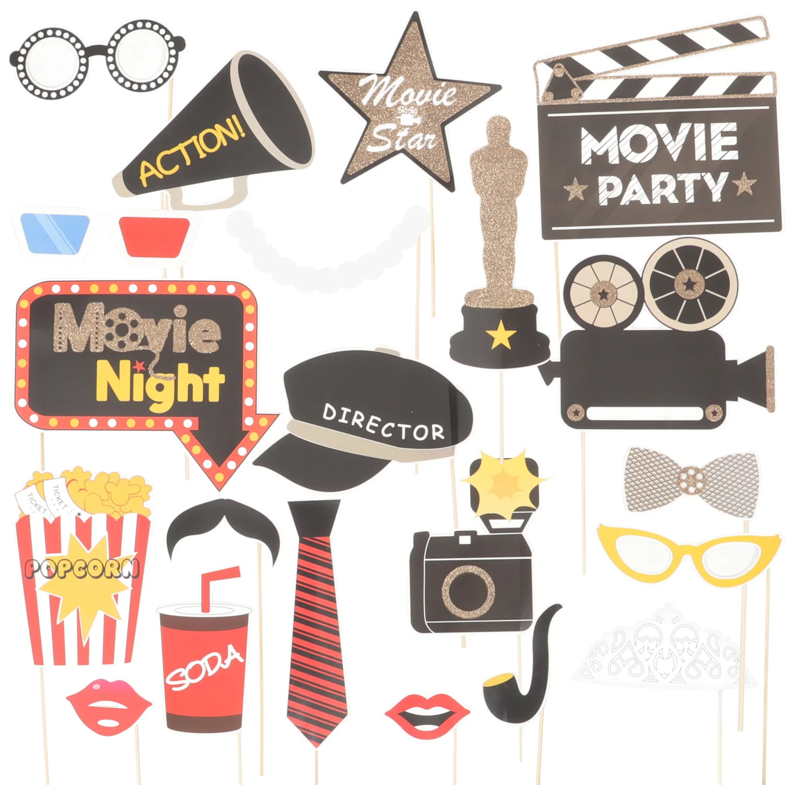 

21pcs Movie Theme Photo Props Birthday Party Wedding Decoration Bachelorette Celebration Outdoor Event Photography Accessories