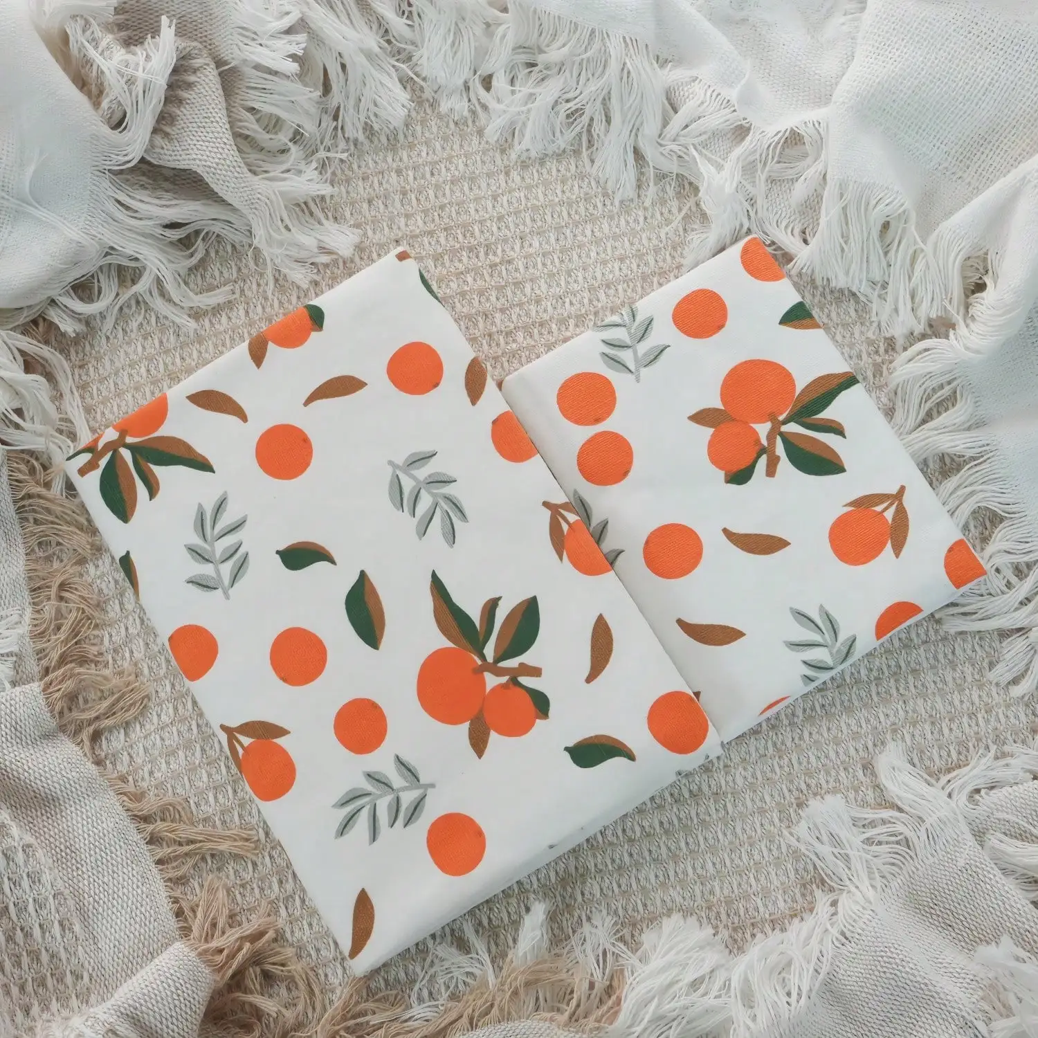 A5 A6 Orange Print Notebook Cover Soft Fabric Protective Book Sleeve Daily Planner Protector Cover Stationery Supplies