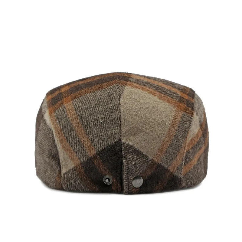 2023 Autumn Cotton Plaid Print Newsboy Caps Flat Peaked Cap Men and Women Painter Beret Hats 141