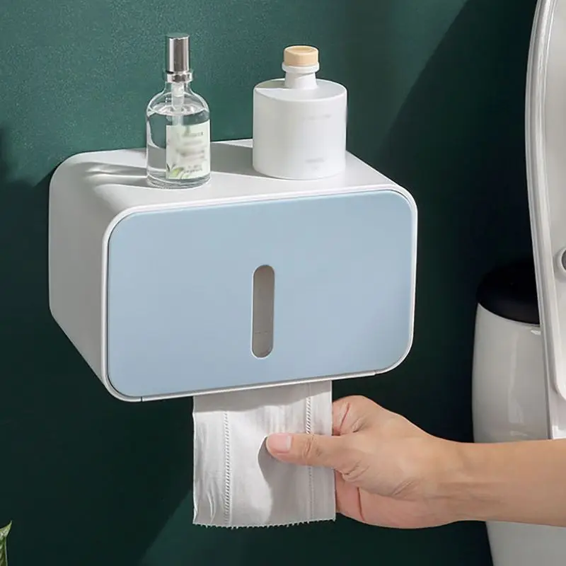 Waterproof Paper Towel Box Wall-Mounted Non-Punching Creative Simple Design Home Bathroom Accessories Items Placement Rack