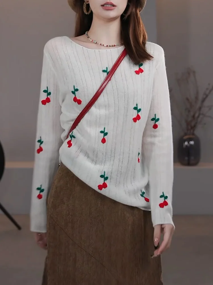 

Вязаный свитер оверсайз в стиле ретро с ажурным узором, повседневный, удобный, в корейском стиле, из смесовой шерсти, с длинными рукавами