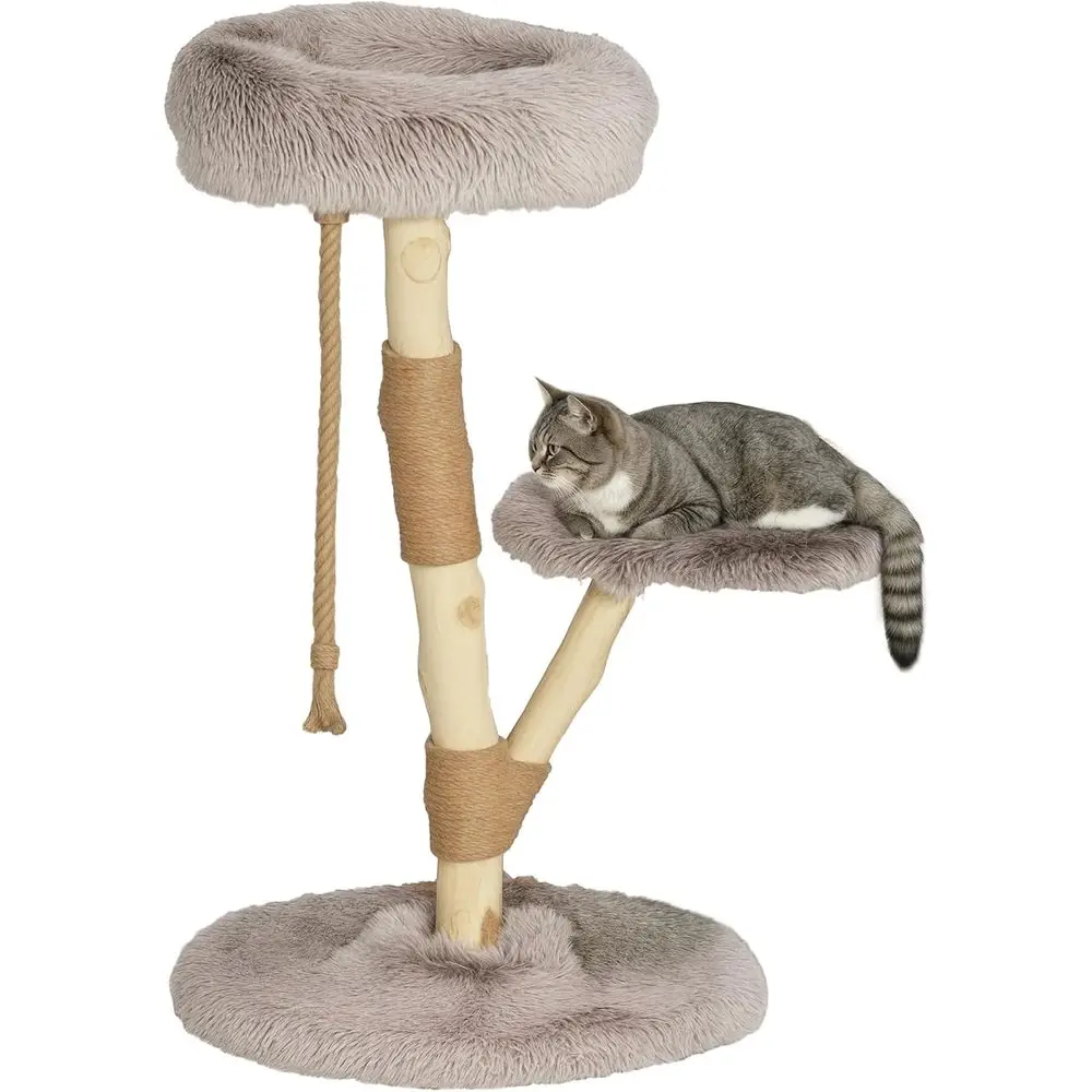 

35-дюймовая когтеточка-башня с натуральными ветвями, лежанкой и веревочной игрушкой для домашних кошек