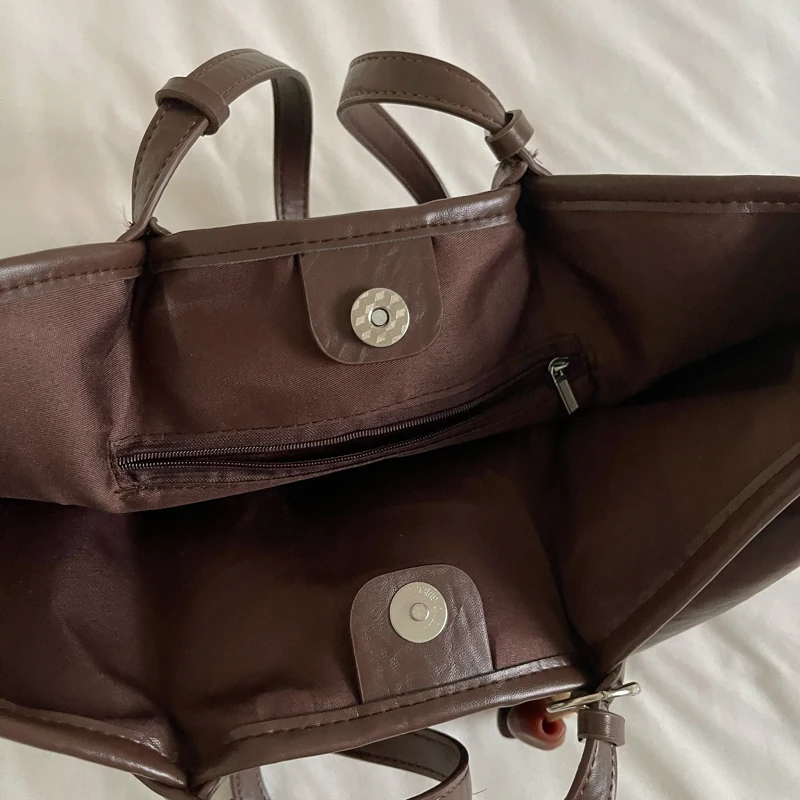 Overs ize Shopper Bag einfach lässig große Kapazität Tote Frauen Handtaschen Designer Tasche Luxus weiche Leder Umhängetasche schwarz Bolsos – Detail 15