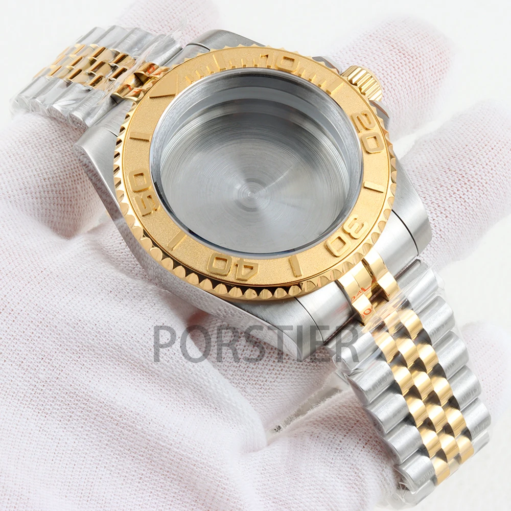 Gold Silver Watch Case 40mm for Yacht-master NH34 NH35 NH36 NH38 movement 28.5mm Dial Sapphire Glass Waterproof High Quality