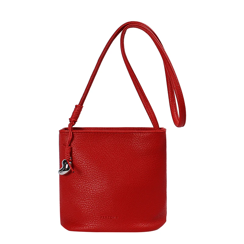 

Красная сумка-вед, женская маленькая сумка через плечо, сумка для мобильного телефона, элитная осенне-зимняя новинка, корейская мода