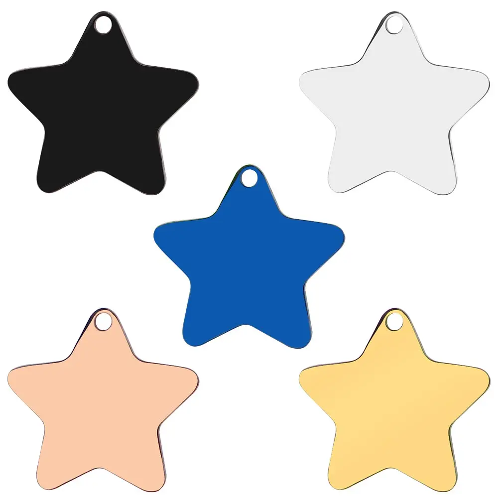 Wholesale 20Pcs Stainless Steel Star ID Tag Personalized Dog ID Tags For Man Customized Laser Cat Puppy Blank Pet ID Tags