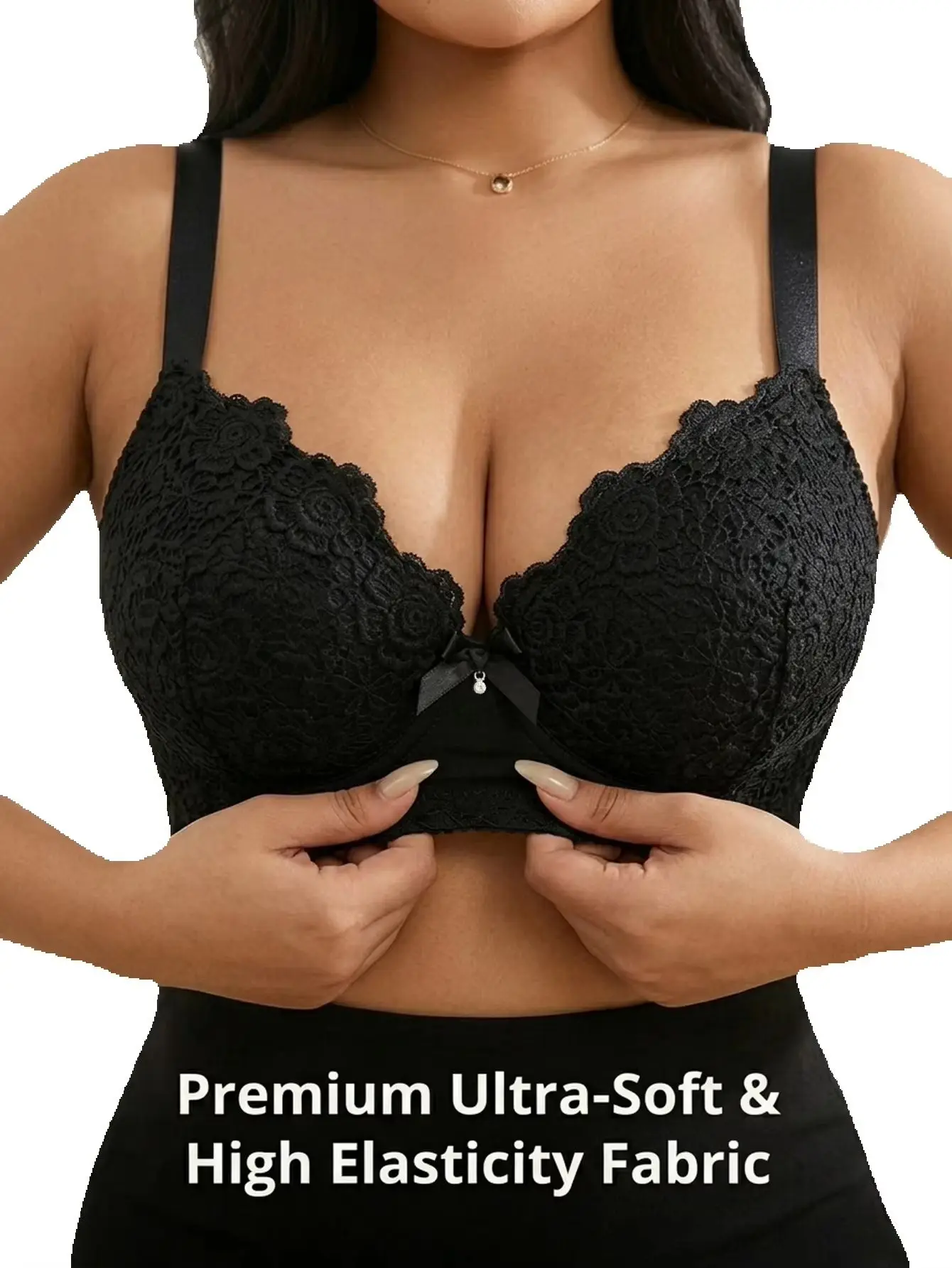 Soutien-gorge push-up floral grande taille pour femme avec armatures, maintien latéral anti-affaissement et larges bretelles ajustables, bonnet complet