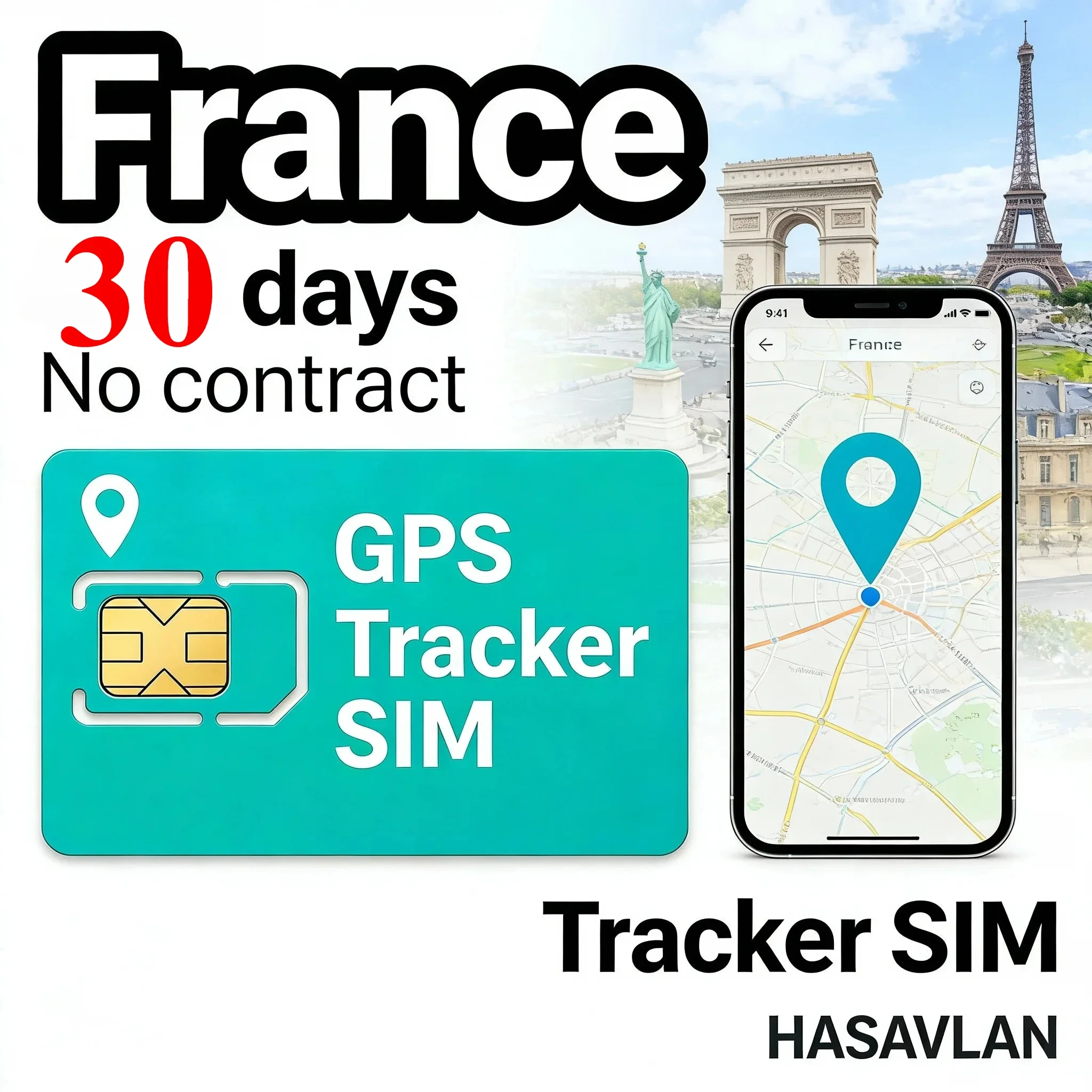 Vehicle Personal Tracking SIM Card France 30MB Dedicated Data Stable Fast Trajectory Upload Service  ZOVAGOLO FRANCE
