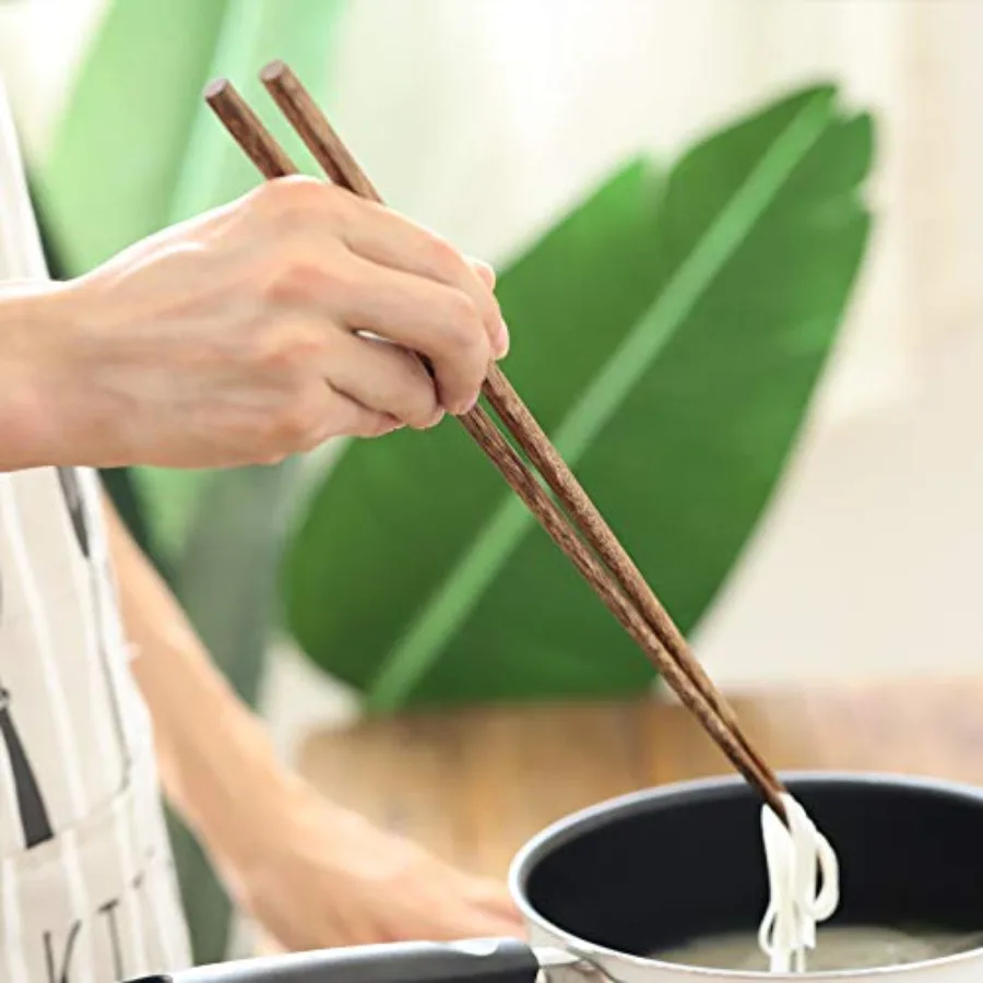 عيدان طبخ خشبية طويلة جدًا من Muso مقاس 16.5 بوصة، أعواد تقطيع خشبية قابلة لإعادة الاستخدام على الطراز الياباني الكلاسيكي، عيدان المطبخ 2 Pai