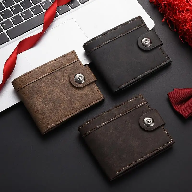 PU Leather Men's Short Wallet Ultra Slim Credit Card Holder Multi Card Case Purse Business Portable Fold Youth Fashion Wallet