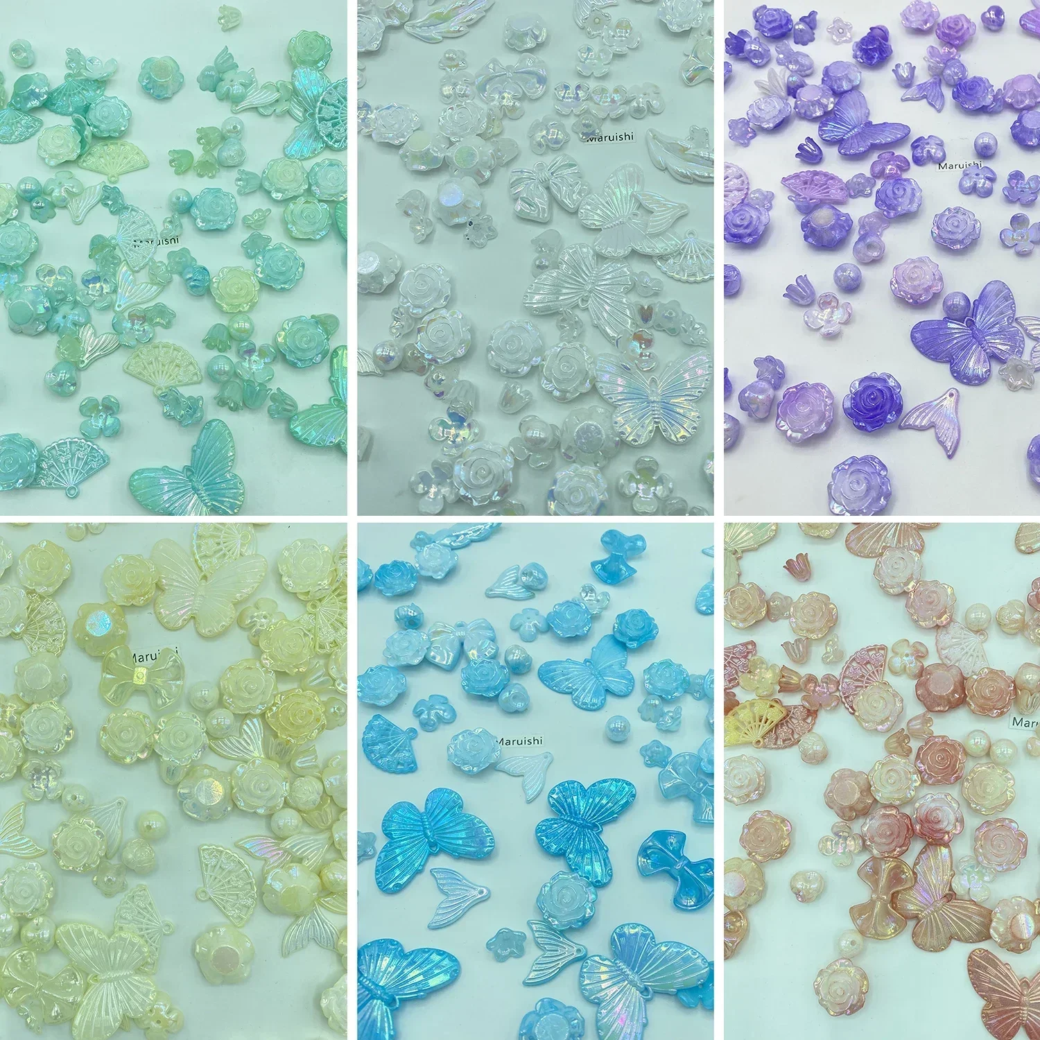 

50g Laser Reflection Resin DIY Jewelry Material Accessories Handmade Beads Flower Supplies for Jewelry Hairpin Crafts with Hole