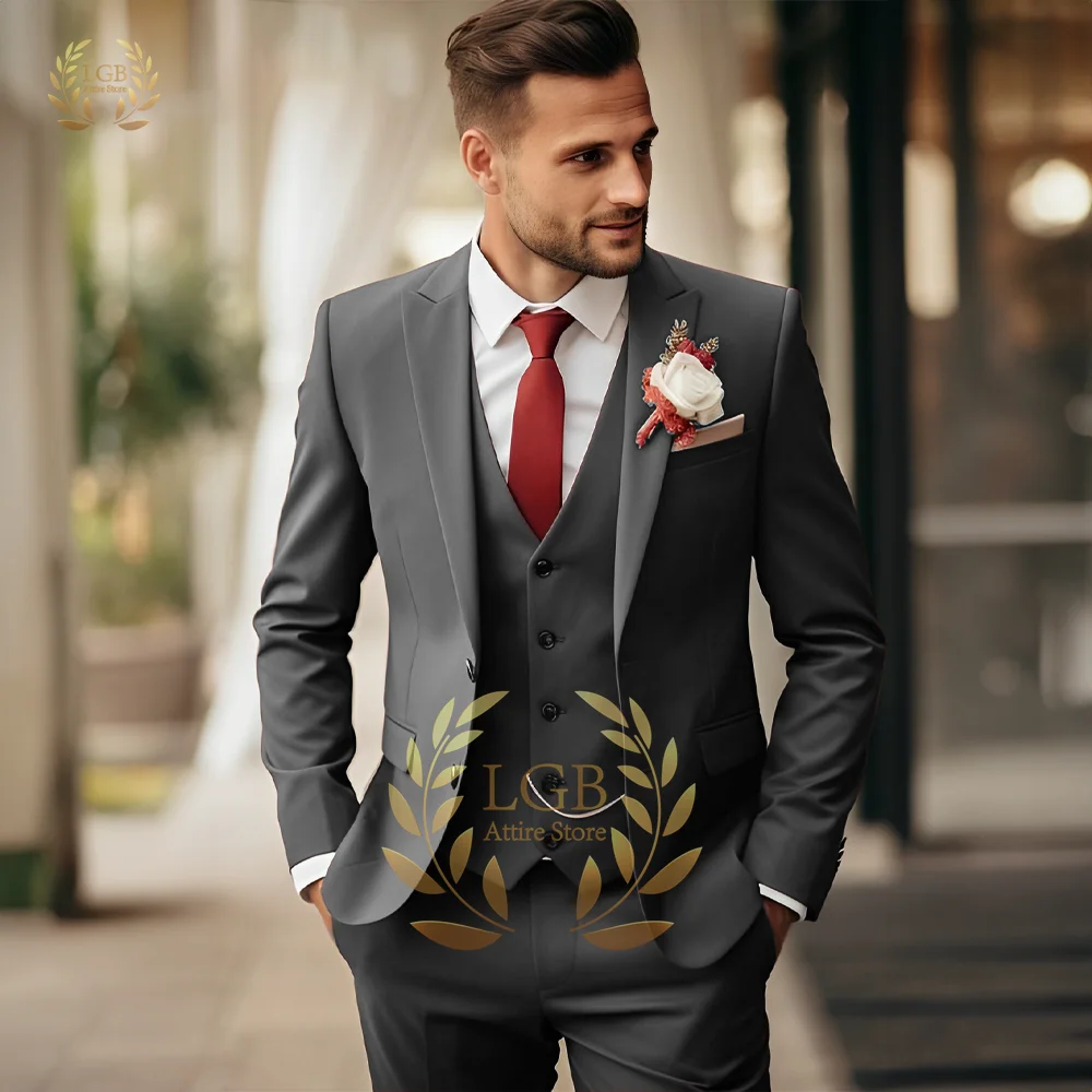 Men's Khaki Formal Suit 3-piece Set (Jacket + Vest + Pants) Custom Wedding/Party/Dinner/Cocktail Party Formal Suit