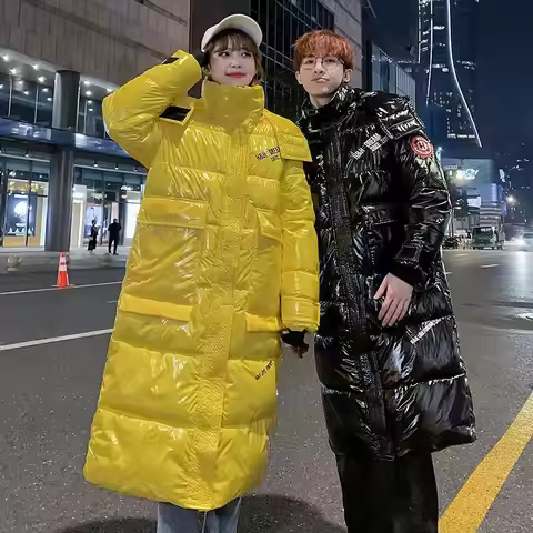 2025 with Cap Parkas Wash Down Jacket Women Mid-length Over Knee Warm Big Bright White Duck Down Winter Coat Long Tide Outwear