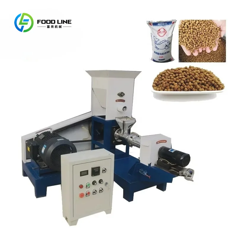 Customized Single Screw Floating Fish Feed Pellet Making Extruder Carbon Steel 1.0-10mm Pellet Size 100-1000kg/h