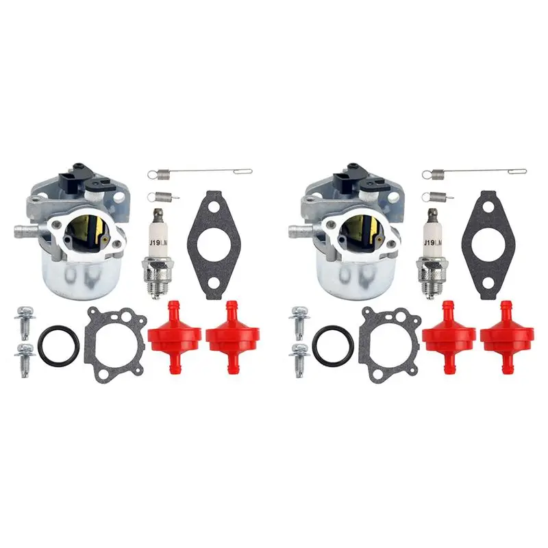 AT19-2X 675 190Cc Carburetor Fuel Filter Spring Spark Plug Kit For Briggs & Stratton 6.25HP 6.75HP MRS Push Mower 675 190Cc