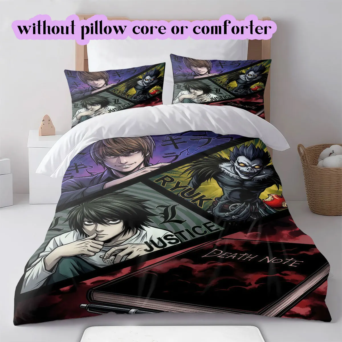 Death Note Cool Anime Duvet Cover Bedding Set Cartoon Printed Quilt Cover With Pillowcases Bedroom Decor Collection Style_LIAN