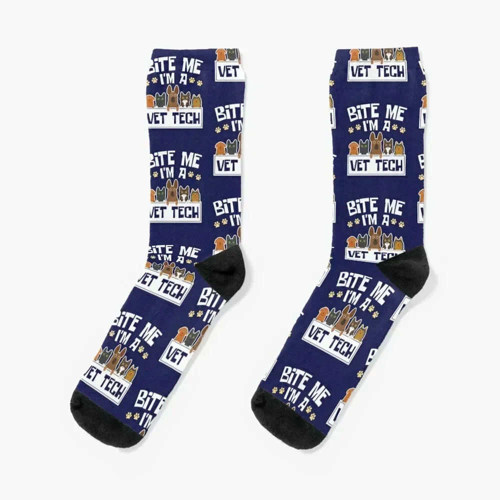 

Veterinary Technician Funny Bite Me I'm A Vet Tech Socks Non-slip Stockings short designer Women Socks Men's