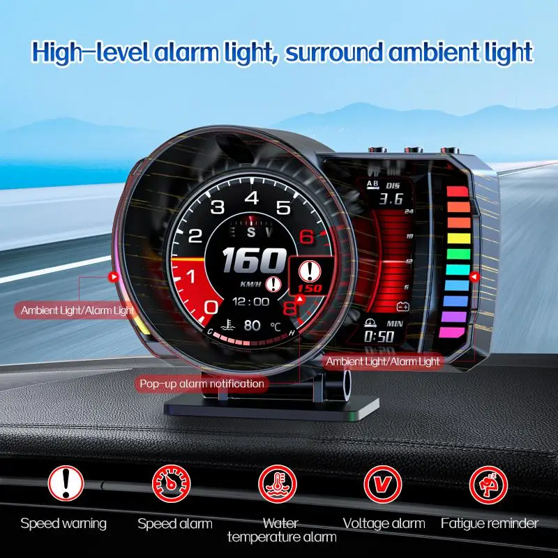 P28 OBD2 GPS HUD Head Up Display 12V Universal Car Speedometer Slope Meter On-Board Computer Accessory