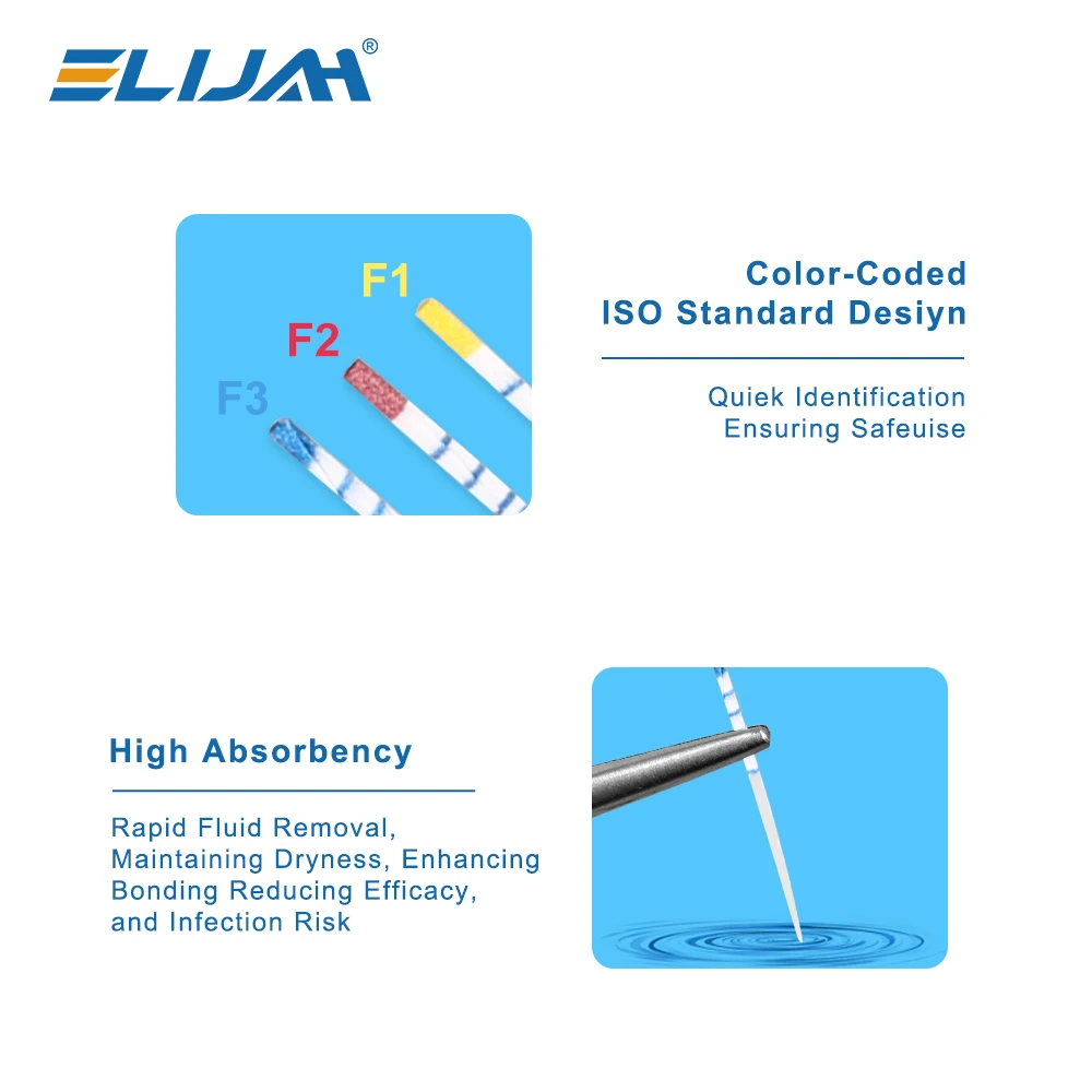 

ELIJAH Dental Pro-T впитывающие бумажные точки, большой конус, стерильный корневой камень со шкалой, эндодонтические насадки из волокна, стоматологические материалы