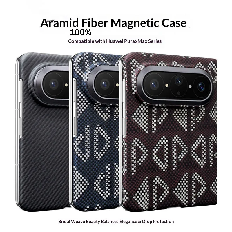 Coque 100% Kevlar en Fiber de carbone aramide pour HUAWEI Pura X Max Magsafe, coque arrière magnétique Ultra-mince pour téléphone, accessoires de téléphone