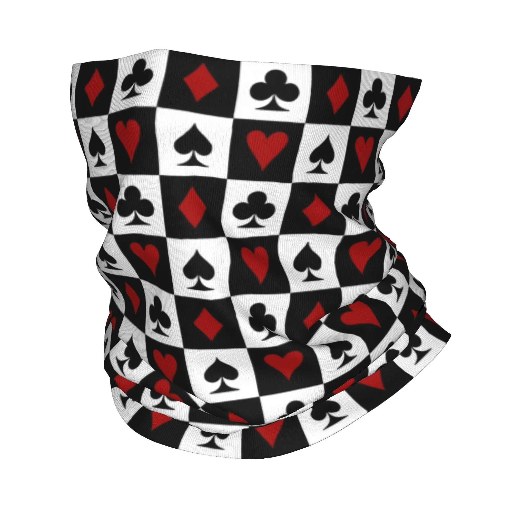 Checkerboard Playing Card Suits Pattern Winter Headband Neck Warmer Men Women Hiking Cycling Tube Scarf Face Bandana Gaiter