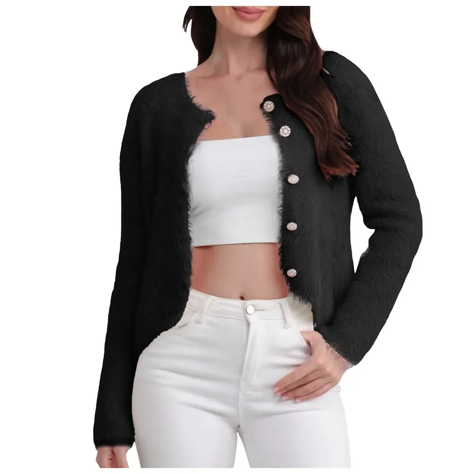 Women'S Sweater Mink Knitted Cardigan Sweater Women'S Short Length Long Sleeved Autumn And Woman Clothing 6