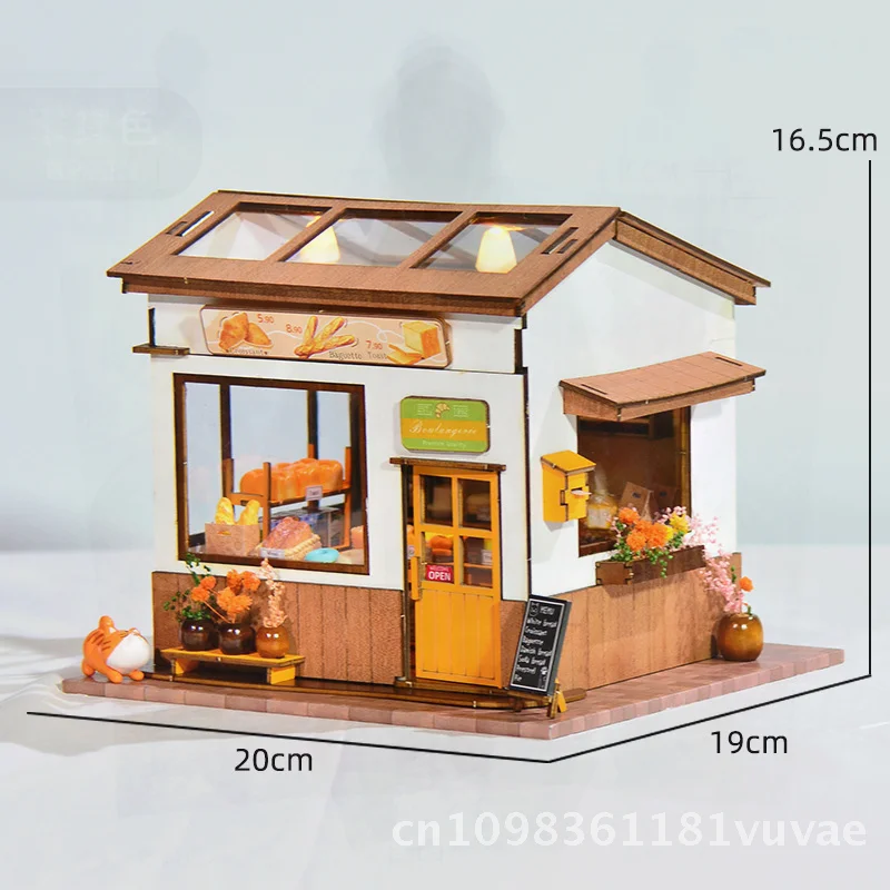บ้านขนมปังของบราวน์ ชุดโมเดลจิ๋ว DIY ประกอบเอง ฉากบ้านไม้ทำมือ ของขวัญสำหรับผู้หญิงและเยาวชน อายุ 15 ปีขึ้นไป