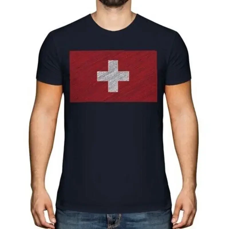 Switzerland Doodle Flag Men's T-Shirt Top Gift Schweiz Suisse