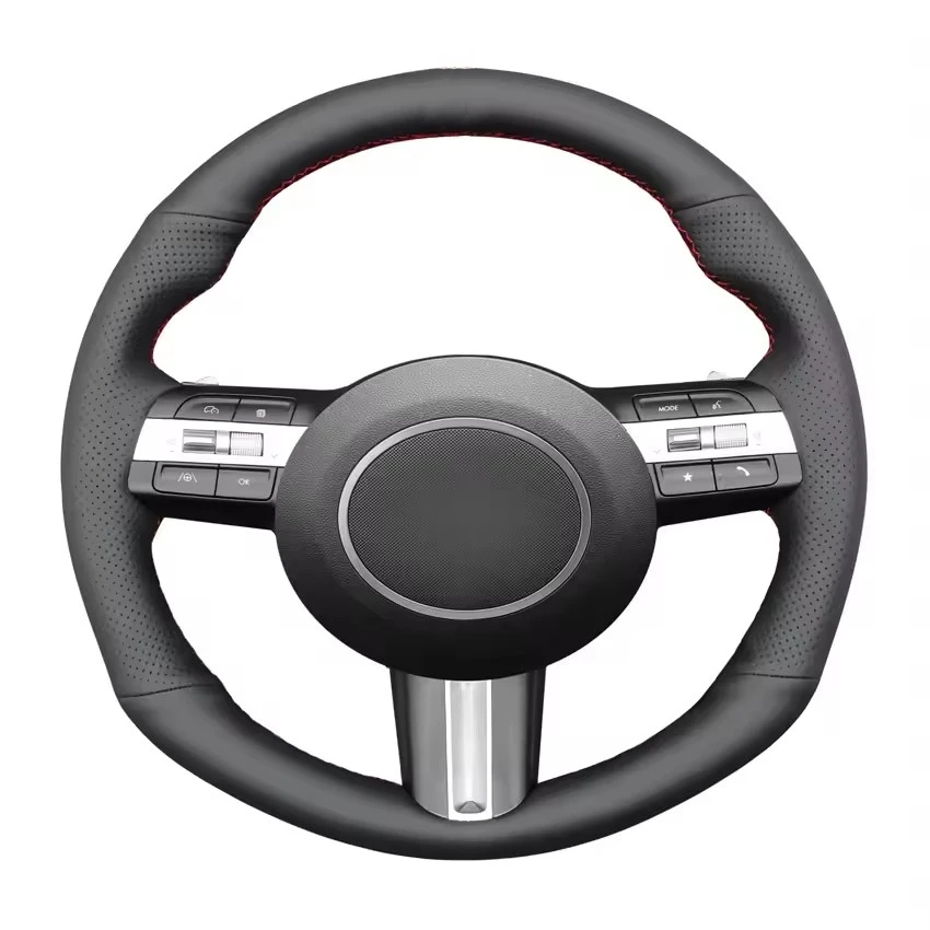 

Чехол на руль из черной кожи для самостоятельной установки (DIY) для Hyundai Sonata, Kona 2024-2025, Tucson 2025