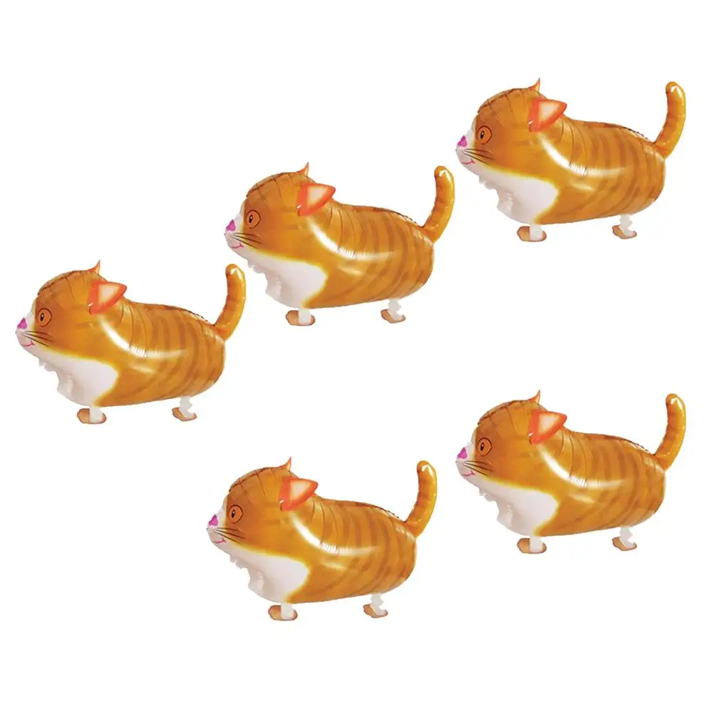 

5pcs Cat Walking Animal Balloons Aluminum Foil Self Seal Leak Proof Kids Toy Party Favors Random Rope Decor
