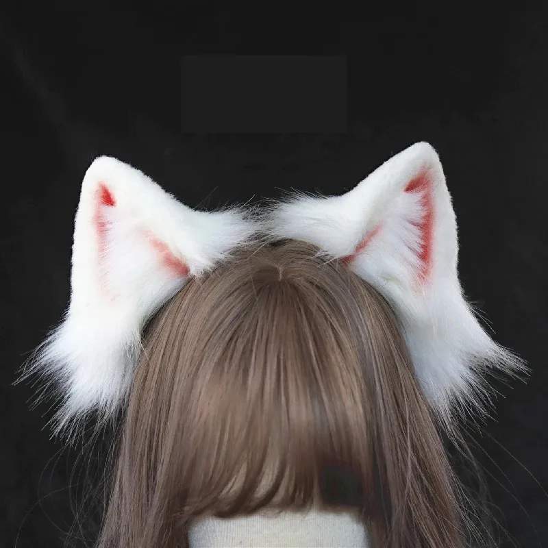 Новый ручной работы Самое, собачьи уши, обруч для волос, повязка для волос, белый меховой головной убор на Хэллоуин, Рождество, аксессуары для косплея