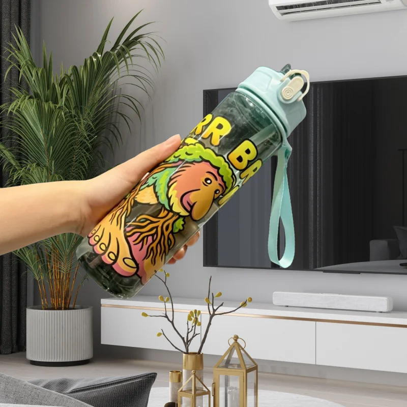 750 مللي جديد سعة كبيرة المحمولة السفر الكرتون القش كوب لطيف كوب ماء من البلاستيك سلسلة البحر الجبلية أنيمي الطرفية عطلة #6