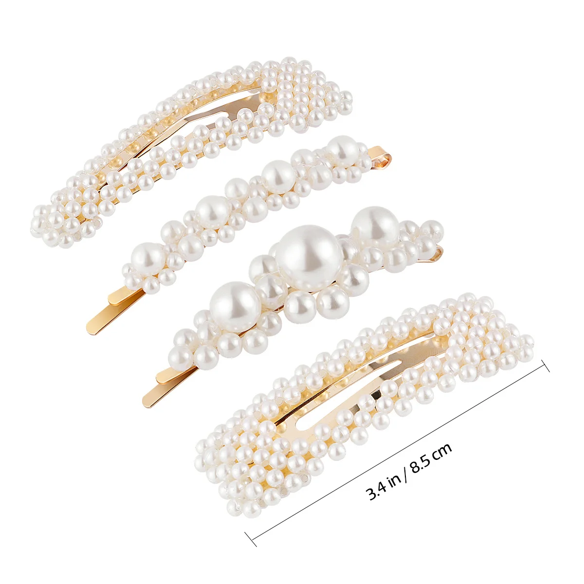 4 قطع من مشابك الشعر ذات الحافة اللؤلؤية دبابيس شعر مصنوعة من خليط معدني لحفلات الزفاف ومشابك عصرية يومية للنساء مشبك شعر من خليط معدني #6