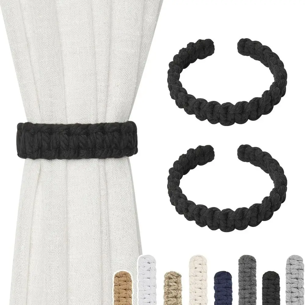 2Pcs Classic Retro Curtain Tie Rope Vintage Handwoven Curtain Holdback Braided Twist Knotted Curtain Clip Window Decor