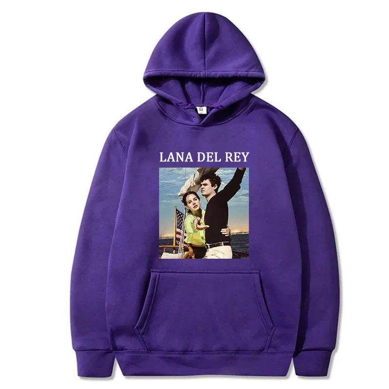 Lana Del Rey Hoodie impresso com gráfico LDR para homens e mulheres, streetwear casual, gola redonda, pulôver plus size, nova mo