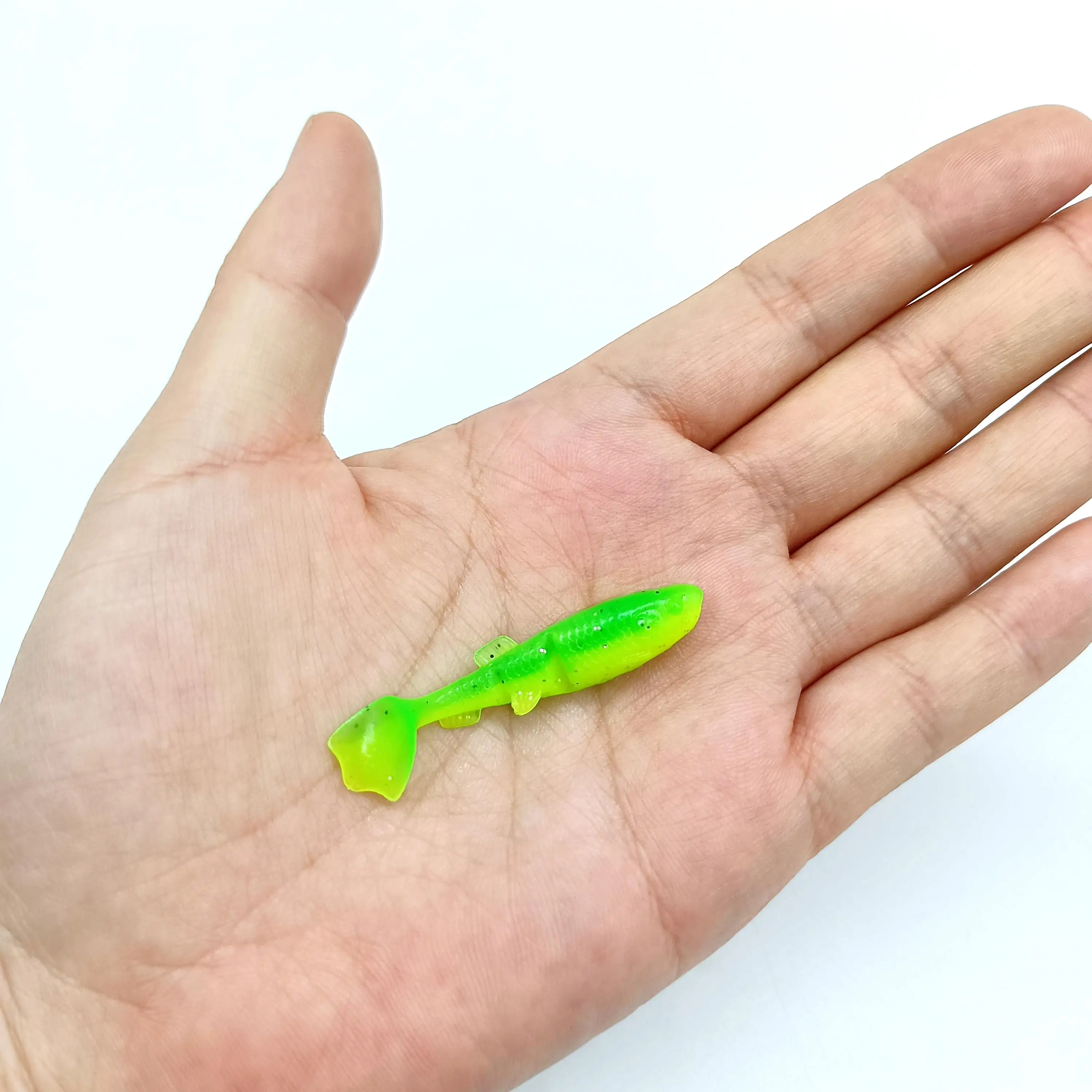 DUODUOYU 12PCS Mini T-Schwanz Weiche Angeln Locken 1g/40mm PVC Kleine Fisch Silikon Swimbait wobbler Für Hecht Bass Shad Angelgerät – Detail 6