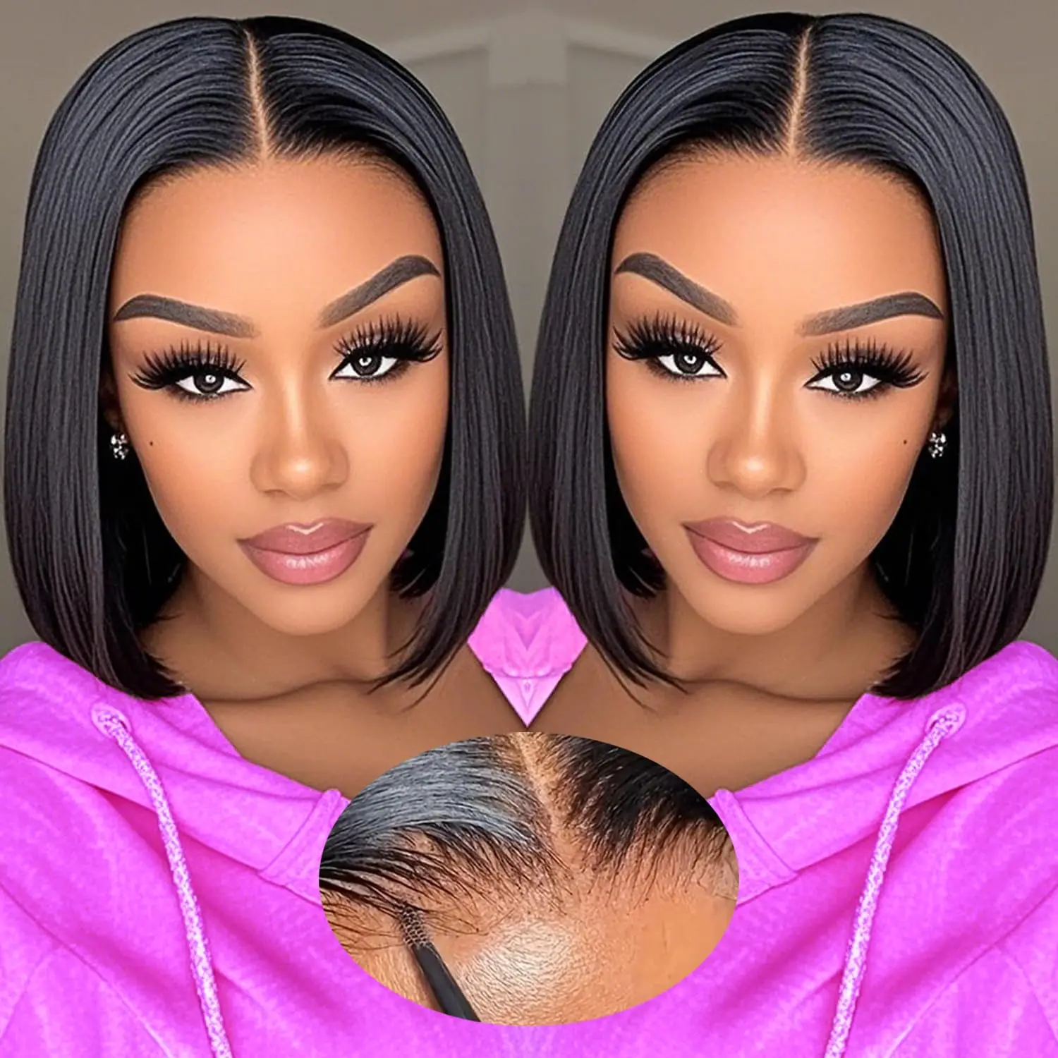 

Bone Straight Bob Wigs Human Hair for Women Wear And Go Glueless Wigs 150 Density Transparent Lace Front Wig 10 Inch-14 Inch