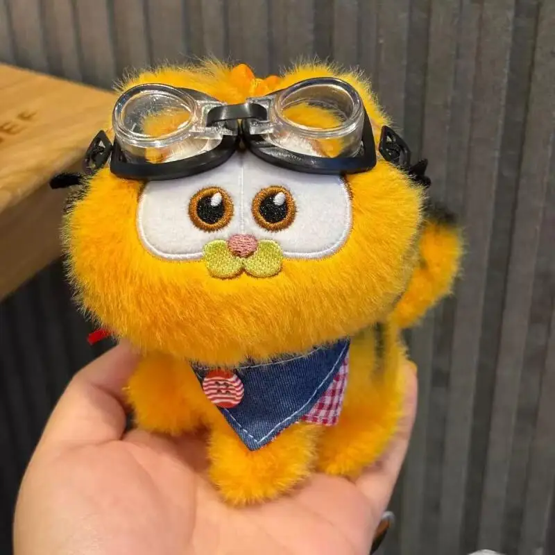 Garfield conjunto de chef boneca de pelúcia mochila zíper pingente bonito brinquedos fofos chaveiro menina algodão boneca anime periferia presentes aniversário